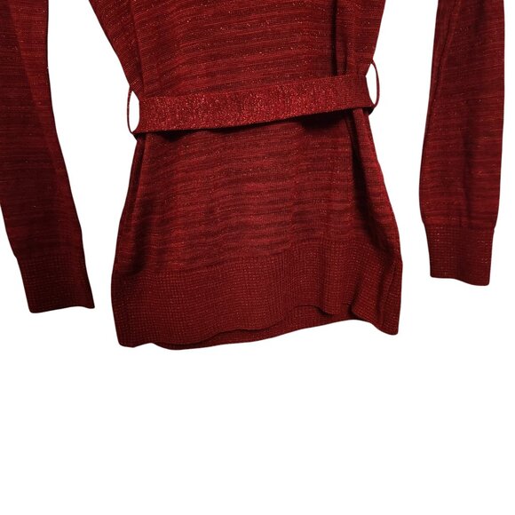 AB Studio Red Metallic Knit Cowl Neck Sweater Top Size Small - Picture 5 of 7